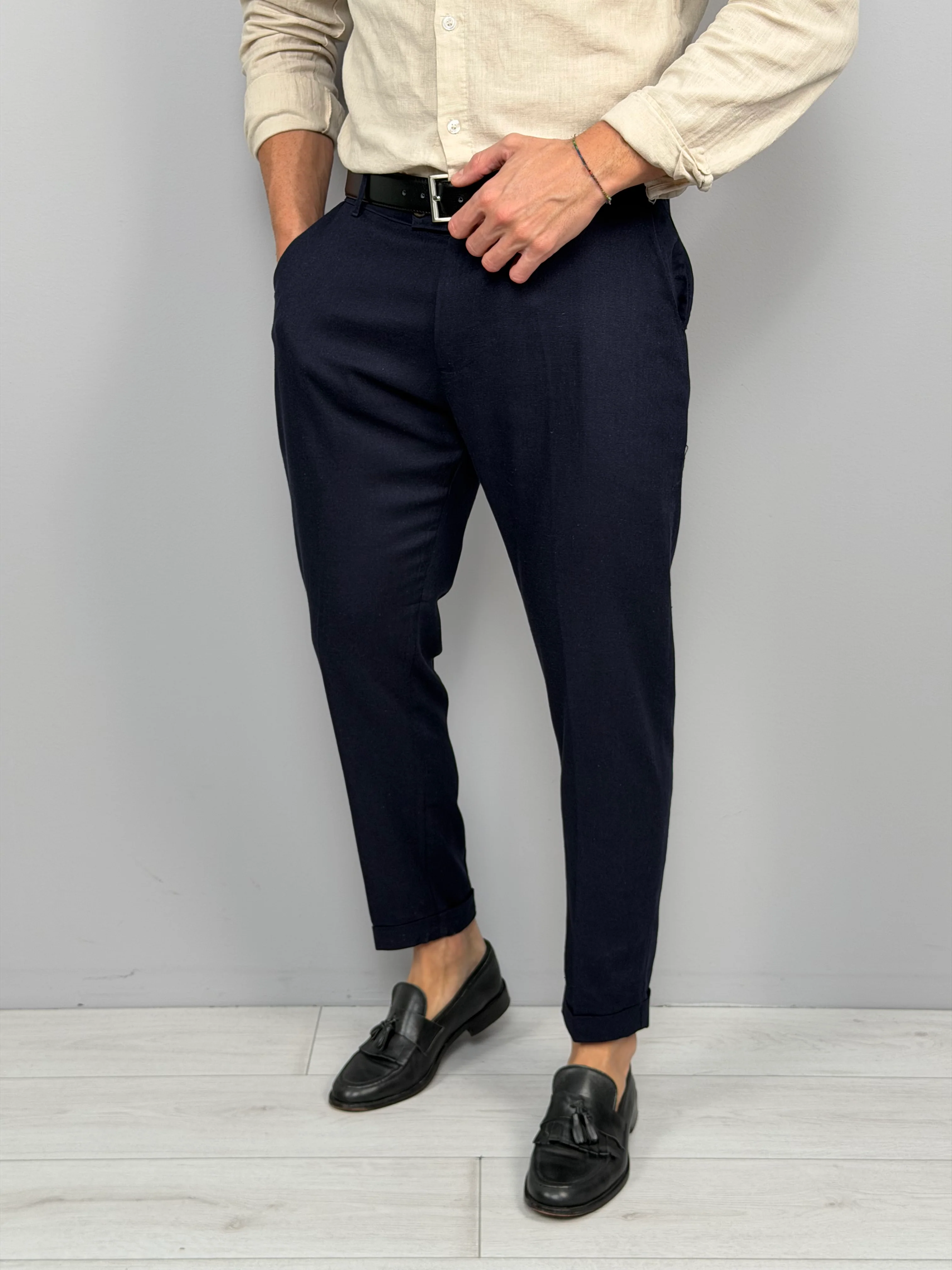 PANTALONE LINO MOD CAPRI RISVOLTINO - Image 7